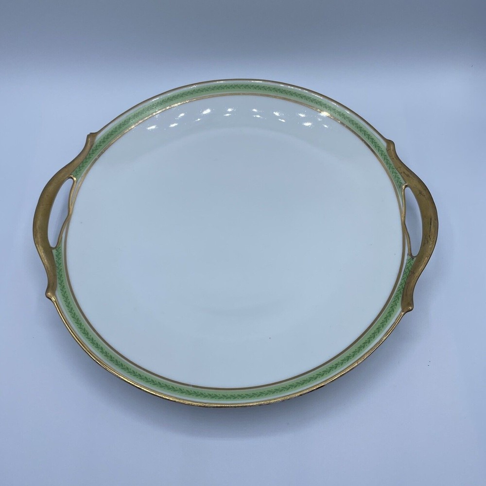 M F & Co Limoges UC‎ France Marshall Field Gold Rim Handled Dinner Plate 10.5"